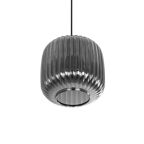 GLOBOSTAR® MELONI 206-0014 Μοντέρνο Κρεμαστό Φωτιστικό Οροφής με Ντουί 1 x E27 AC 220-240V IP20 - Μαύρο Φιμέ - Μ20 x Π20 x Υ24cm