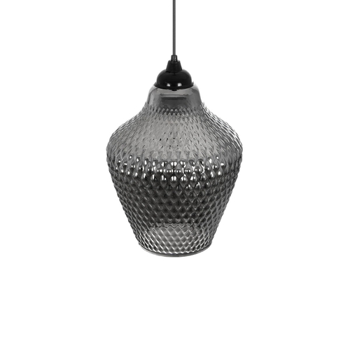 GLOBOSTAR® SKLO 206-0024 Μοντέρνο Κρεμαστό Φωτιστικό Οροφής με Ντουί 1 x E27 AC 220-240V IP20 - Μαύρο Φιμέ - Μ22 x Π22 x Υ31cm