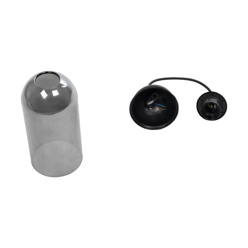 GLOBOSTAR® TUBE 206-0030 Μοντέρνο Κρεμαστό Φωτιστικό Οροφής με Ντουί 1 x E27 AC 220-240V IP20 - Μαύρο Φιμέ - Μ10 x Π10 x Υ24cm