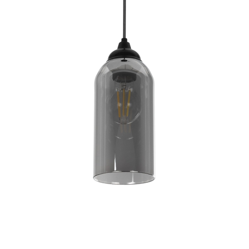 GLOBOSTAR® TUBE 206-0030 Μοντέρνο Κρεμαστό Φωτιστικό Οροφής με Ντουί 1 x E27 AC 220-240V IP20 - Μαύρο Φιμέ - Μ10 x Π10 x Υ24cm