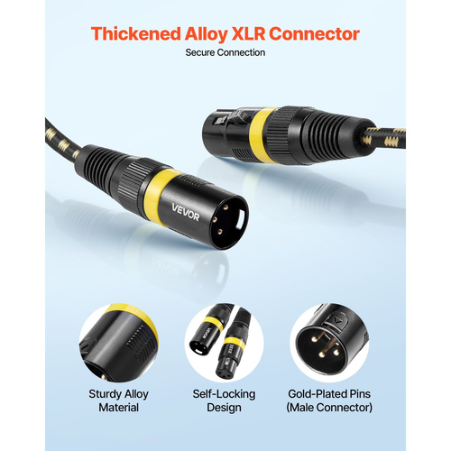 Καλώδιο VEVOR XLR 7,62 μ., Συσκευασία των 6, Θωρακισμένα Καλώδια Μικροφώνου DMX Αρσενικό σε Θηλυκό, Επιχρυσωμένα Καλώδια Μικροφώνου XLR 3 Ακροδεκτών, για Φωτισμό Σκηνής, Μικρόφωνα, Ενισχυτή, Μίκτη, Συστήματα Ηχείων