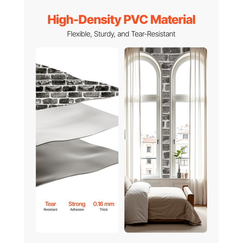 Ταπετσαρία τοίχου VEVOR Peel and Stick, 45cm x 10m Χαρτί επαφής Γκρι τούβλο Αδιάβροχο Αυτοκόλλητο, εύκολο στο καθάρισμα και ξεφλούδισμα Διακοσμητικό βινύλιο τοίχου για υπνοδωμάτιο, κουζίνα, γραφείο, μπάνιο, γραφείο