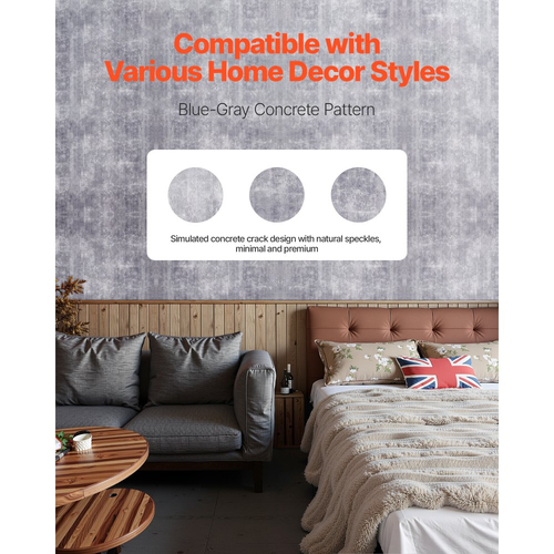 Ταπετσαρία τοίχου VEVOR Peel and Stick, 40cm x 15m Αδιάβροχο αυτοκόλλητο χαρτί επαφής, εύκολο στον καθαρισμό διακοσμητικό τοίχου βινυλίου ρολό για υπνοδωμάτιο, κουζίνα, γραφείο, μπάνιο, σκούρο γκρι βιομηχανικό στυλ