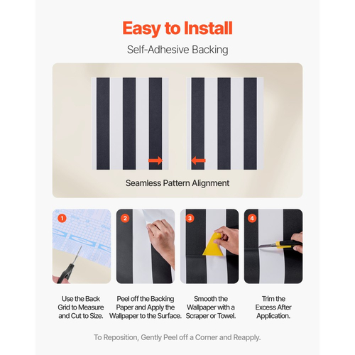 Ταπετσαρία τοίχου VEVOR Peel and Stick, 45cm x 15m Χαρτί επαφής μαύρο λευκό μοντέρνο γεωμετρικό αδιάβροχο αυτοκόλλητο, εύκολο στον καθαρισμό διακοσμητικό τοίχου βινυλίου ρολό για υπνοδωμάτιο, κουζίνα, γραφείο, μπάνιο