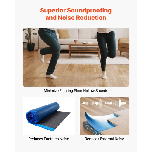 Υπόστρωμα δαπέδου VEVOR 18,6 m²/ρολό, επένδυση δαπέδου laminate πάχους 3 mm με ενσωματωμένο φράγμα υδρατμών, μεμβράνη από ίνες βαρέως τύπου + μεμβράνη PE, ηχομόνωση και μείωση θορύβου, ιδανικό για δάπεδα βινυλίου