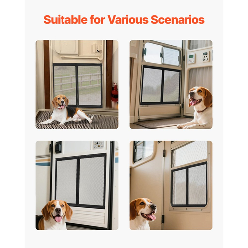 Προστατευτικό οθόνης πόρτας VEVOR RV, μάσκα πόρτας 571,5 x 508 mm, εύκολη εγκατάσταση και αποσυναρμολόγηση, ενισχυμένο αναπνεύσιμο προστατευτικό πλέγμα, προστατευτικό εισόδου τροχόσπιτου από κράμα αλουμινίου για προστασία κατοικίδιων ζώων, μαύρο