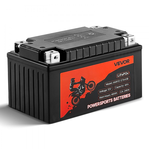 Μπαταρία μοτοσικλέτας VEVOR, 12 Volt 4Ah, προφορτισμένη μπαταρία λιθίου LiFePO4 για Powersports, χωρίς συντήρηση και υψηλής απόδοσης, συμβατή με ATV, μοτοσικλέτα, τζετ σκι, σκούτερ, UTV και άλλα