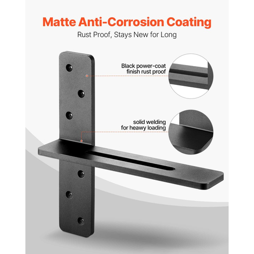 Βάσεις ραφιών VEVOR T 2 τεμάχια, χωρητικότητα βάρους 90 kg, 304,8 x 73,5 x 304,8 mm, Βάσεις βαρέως τύπου από συμπαγές χάλυβα για ράφια, Στήριγμα πάγκου με πλωτή βάση και βίδες