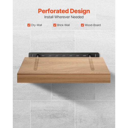 Βάσεις πλωτών ραφιών VEVOR 2 τεμάχια, 150 λίβρες/68 kg χωρητικότητα βάρους, 16x6,2x1,5 ίντσες / 406,4x157,4x38,1 mm, Βάση στήριξης κρυφών ραφιών βαρέως τύπου, Αόρατη βάση στήριξης πλωτών ραφιών για τοποθέτηση σε τοίχο