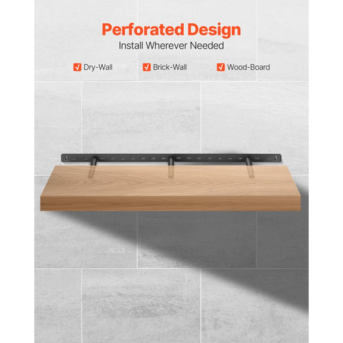 Βάση στήριξης ραφιών VEVOR 1 τεμάχιο, 190 λίβρες/86 κιλά, 34x6,2x1,5 ίντσες / 863,6x157,4x38,1 mm, Βάση στήριξης κρυφών ραφιών βαρέως τύπου, Αόρατη βάση στήριξης ραφιών για τοποθέτηση σε τοίχο