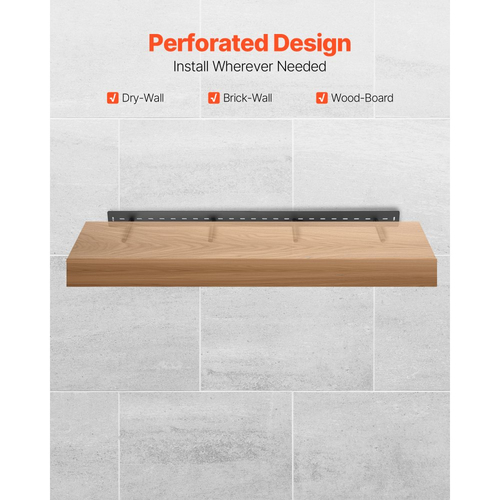 Βάση στήριξης ραφιών VEVOR 1 τεμάχιο, 230 λίβρες/104 kg χωρητικότητα βάρους, 46x6,2x3 ίντσες / 1168,4x157,4x76,2 mm, Βάση στήριξης κρυφών ραφιών βαρέως τύπου, Αόρατη βάση στήριξης ραφιών για τοποθέτηση σε τοίχο