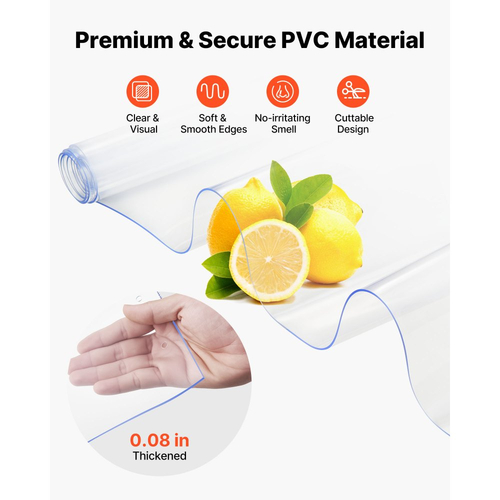 VEVOR Διαφανής Λωρίδα Κουρτίνας PVC, Ύψος 2,1 m x Πλάτος 0,96 m x Πάχος 2 mm, 6 τεμάχια Λωρίδες Κουρτίνας για Ψυγείο Κατάψυξης, Θερμομονωτικές Λωρίδες Πλαστικής Πόρτας για Αποθήκη, Κατάψυξη, Πόρτες Γκαράζ
