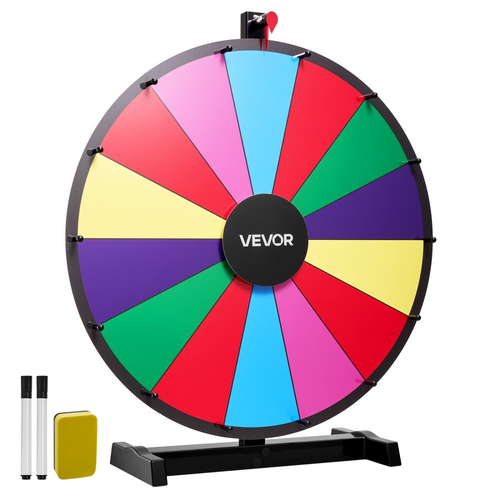 Τροχός Βραβείων VEVOR 610 mm, Τροχός Βραβείων 14 Θέσεων με Βάση, Επιτραπέζια Ρουλέτα Τύχης με Ξηρό Σβήσιμο και 2 Μαρκαδόρους, 6 Χρώματα, Εύκολη Συναρμολόγηση, για Πάρτι, Παμπ, Εμπορική Έκθεση, Καρναβάλι, Εκδηλώσεις