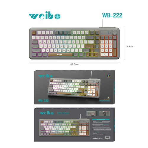 Ενσύρματο πληκτρολόγιο Η/Υ - LED RGB - WB-222 - Weibo - 658335