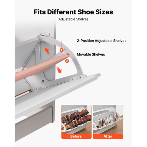 Παπουτσοθήκη VEVOR με 3 αναδιπλούμενα συρτάρια, Μοντέρνο ντουλάπι αποθήκευσης παπουτσιών με συσκευή κατά της ανατροπής, Ανεξάρτητη θήκη οργάνωσης παπουτσιών, Ιδανικό για είσοδο, διάδρομο, υπνοδωμάτιο, σαλόνι, ντουλάπα, λευκό