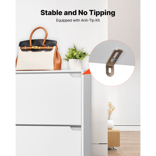 Παπουτσοθήκη VEVOR με 3 αναδιπλούμενα συρτάρια, Μοντέρνο ντουλάπι αποθήκευσης παπουτσιών με συσκευή κατά της ανατροπής, Ανεξάρτητη θήκη οργάνωσης παπουτσιών, Ιδανικό για είσοδο, διάδρομο, υπνοδωμάτιο, σαλόνι, ντουλάπα, λευκό