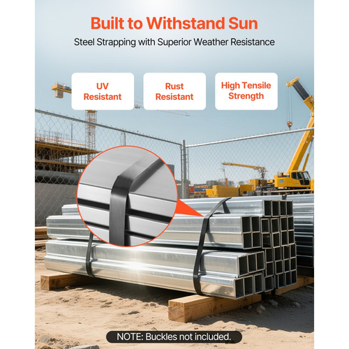 Πηνίο ταινίας VEVOR από χάλυβα, 19 mm x 0,55 mm x 500 m, Μεταλλικό ρολό ταινίας αντοχής σε σκληρό περιβάλλον, αντοχή σε θραύση 771 kg, Πηνίο ταινίας παλέτας βαρέως τύπου για συσκευασία παλετών