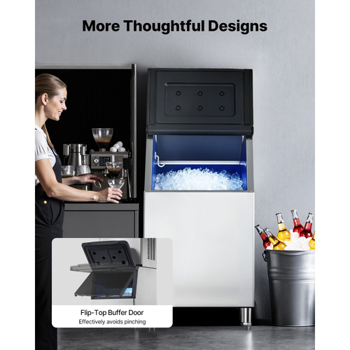 Κάδος αποθήκευσης πάγου VEVOR Επαγγελματικός, Κάδος πάγου από ανοξείδωτο ατσάλι χωρητικότητας 136 κιλών, Επαγγελματικός κάδος αποθήκευσης πάγου με ρυθμιζόμενα αντιολισθητικά πόδια από καουτσούκ, κατάλληλος για εστιατόρια, ξενοδοχεία και καταστήματα ποτών