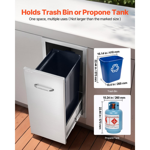 Συρτάρι απορριμμάτων κουζίνας VEVOR εξωτερικού χώρου, 13,54"Π x 19,61"Β x 25,79"Υ, εσωτερική αποθήκευση, συρτάρια κουζίνας πολλαπλών χρήσεων εξωτερικού χώρου από ανοξείδωτο ατσάλι, μέγιστη χωρητικότητα 55 λίβρες ανά επίπεδο, για κουζίνες BBQ εξωτερικού χώρου Συρτάρι απορριμμάτων κουζίνας VEVOR εξωτερικού χώρου, 13,54"Π x 19,61"Β x 25,79"Υ, εσωτερική αποθήκευση, συρτάρια κουζίνας πολλαπλών χρήσεων εξωτερικού χώρου από ανοξείδωτο ατσάλι, μέγιστη χωρητικότητα 55 λίβρες ανά επίπεδο, για κουζίνες BBQ εξωτερικού χώρου