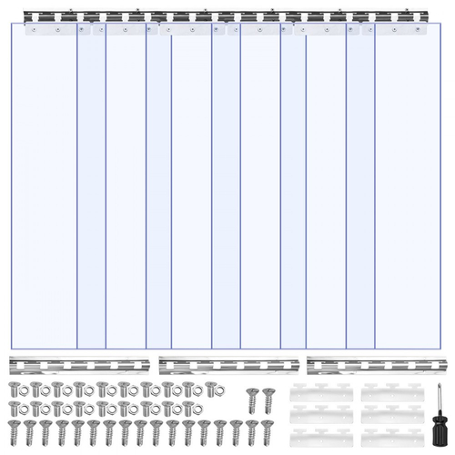 VEVOR Διαφανής Λωρίδα Κουρτίνας PVC, Ύψος 2,1 m x Πλάτος 0,9 m x Πάχος 2 mm, 6 τεμάχια Λωρίδες Κουρτίνας για Ψυγείο Κατάψυξης, Λείες Αδιάβροχες Λωρίδες Πλαστικής Πόρτας για Αποθήκη, Κατάψυξη, Πόρτες Γκαράζ