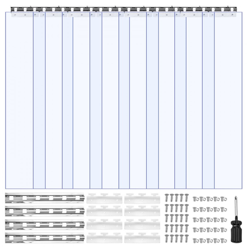 VEVOR Διαφανής Λωρίδα Κουρτίνας PVC, Ύψος 2,1 m x Πλάτος 1,2 m x Πάχος 2 mm, 8 τεμάχια Λωρίδες Κουρτίνας για Ψυγείο Κατάψυξης, Θερμομονωτικές Λωρίδες Πλαστικής Πόρτας για Αποθήκη, Κατάψυξη, Πόρτες Γκαράζ