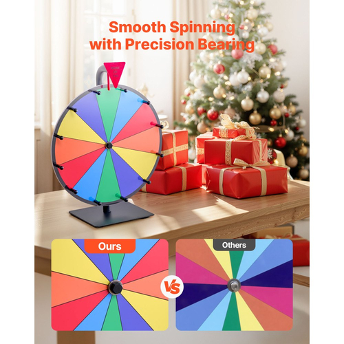 Τροχός Βραβείων VEVOR 305 mm, Τροχός Βραβείων με 12 Θέσεις και Βάση, Επιτραπέζια Ρουλέτα Τύχης με Σβήσιμο και 2 Μαρκαδόρους, 6 Χρώματα, Εύκολη Συναρμολόγηση, για Πάρτι, Παμπ, Εμπορικές Εκθέσεις, Καρναβάλι