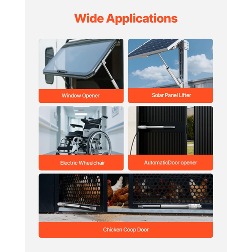 Γραμμικός Ενεργοποιητής VEVOR 12V, Διαδρομή 203,2 mm, Υψηλής Ταχύτητας 15 mm/s, Γραμμικός Ενεργοποιητής Κίνησης 1000N - με Προστασία IP54 & Βάση Στήριξης για Γραφείο Ανύψωσης, Ανακλινόμενες Καρέκλες, Ανοιχτήρι Πόρτας Παραθύρου