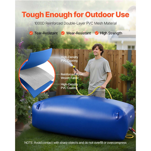 Κύστη αποθήκευσης νερού VEVOR 1000L μεγάλης χωρητικότητας, τσάντα νερού, φορητό & πτυσσόμενο δοχείο μαλακού νερού, στεγανή & ανθεκτική σε σχίσιμο δεξαμενή αποθήκευσης νερού έκτακτης ανάγκης από PVC για τροχόσπιτα & εξωτερική χρήση