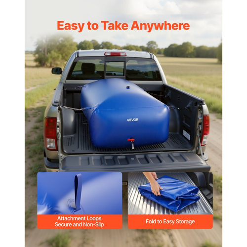 Κύστη αποθήκευσης νερού VEVOR 1000L μεγάλης χωρητικότητας, τσάντα νερού, φορητό & πτυσσόμενο δοχείο μαλακού νερού, στεγανή & ανθεκτική σε σχίσιμο δεξαμενή αποθήκευσης νερού έκτακτης ανάγκης από PVC για τροχόσπιτα & εξωτερική χρήση