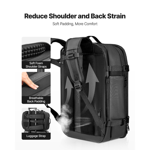 Σακίδιο ταξιδιού κενού VEVOR, 65L, επεκτεινόμενο σακίδιο ταξιδιού συμπίεσης με στεγανοποίηση κενού με αντλία, με κλειδαριά εγκεκριμένη από την TSA, σακίδιο Airback Vacpack, αδιάβροχη βαλίτσα χειρός, για επαγγελματικούς σκοπούς, γκρι