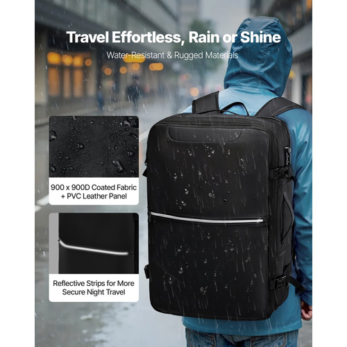 Σακίδιο ταξιδιού κενού VEVOR, 80L, επεκτεινόμενο σακίδιο ταξιδιού συμπίεσης με στεγανοποίηση κενού με αντλία, με κλειδαριά εγκεκριμένη από την TSA, σακίδιο Airback Vacpack, αδιάβροχη βαλίτσα χειρός, για επαγγελματικούς σκοπούς, μαύρο