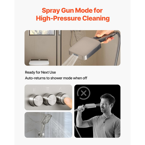 Σετ βρύσης ντους VEVOR, Σύστημα ντους βροχής οροφής 305 mm με κεφαλή τοίχου 152 mm και ψεκασμό χειρός 4 σε 1, περιστρεφόμενη βαλβίδα ορείχαλκου διπλής κεφαλής βροχής 3 λειτουργιών και κιτ περιμετρικής επένδυσης, βουρτσισμένο νικέλιο