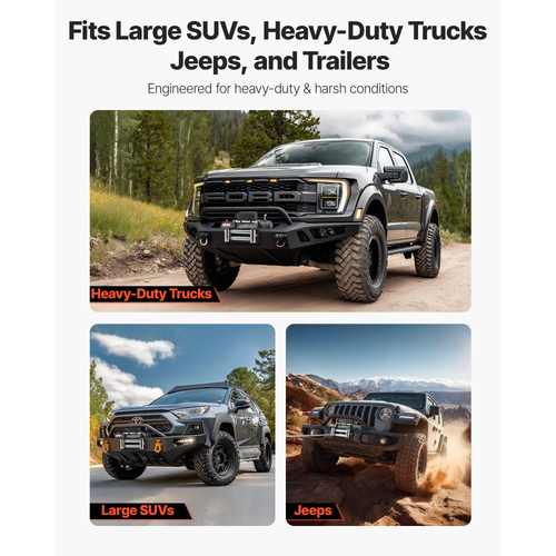 Ηλεκτρικό βαρούλκο VEVOR, χωρητικότητα φορτίου 6100 kg, βαρούλκο φορτηγού 12V DC με ατσάλινο σχοινί Φ9,5 mm x 24 m, ασύρματο και ενσύρματο τηλεχειριστήριο, αδιάβροχο IP55 για ρυμούλκηση SUV, τζιπ, ρυμουλκούμενου, σκάφους, εκτός δρόμου