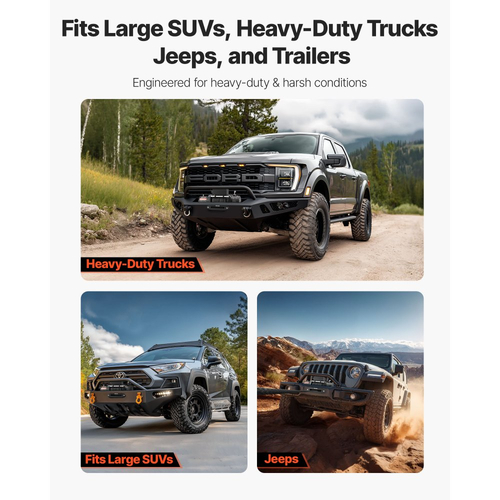 Ηλεκτρικό βαρούλκο VEVOR, χωρητικότητα φορτίου 6100 kg, βαρούλκο φορτηγού 12V DC με συνθετικό σχοινί Φ9,5 mm x 26 m, ασύρματο και ενσύρματο τηλεχειριστήριο, αδιάβροχο IP55 για ρυμούλκηση εκτός δρόμου SUV, τζιπ, ρυμουλκούμενου σκάφους