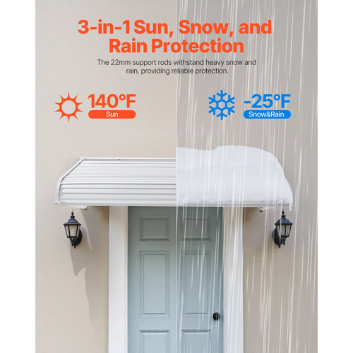 Τέντα αλουμινίου VEVOR 60 x 42 ίντσες, Ανθεκτική τέντα παραθύρου, Ελαφριές και σταθερές τέντες αλουμινίου για πόρτες εξωτερικού χώρου, βροχή, χιόνι, προστασία από το ηλιακό φως για πόρτα, είσοδο, παράθυρα, βεράντα