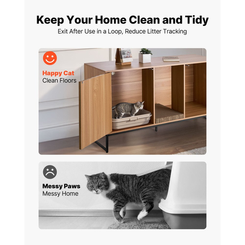 Έπιπλα περιβλήματος άμμου άμμου γάτας VEVOR, κρυφό ντουλάπι άμμου άμμου 120 cm με μαξιλάρι ξυσίματος και αποθηκευτικό χώρο, αδιάβροχο τραπεζάκι τουαλέτας γάτας, ταιριάζει στο μεγαλύτερο μέρος της άμμου άμμου, για υπνοδωμάτιο και σαλόνι