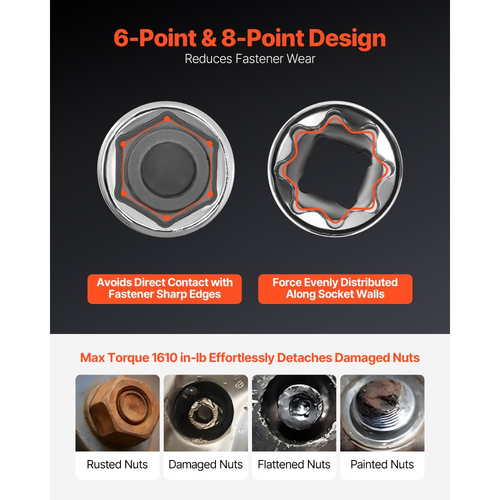 Σετ καρυδάκια VEVOR, 39 τεμάχια, σετ καρυδάκια και καστάνιας 9,5 & 6,4 mm, μέγεθος SAE και μετρικό, κιτ εργαλείων μηχανικού με κλειδί καστάνιας, αξεσουάρ, θήκη αποθήκευσης, κράμα χάλυβα CR-V, για επισκευή αυτοκινήτων