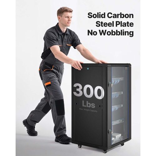 VEVOR 22U Δικτυακό Καμπίνας Τοποθέτησης σε Επιτοίχιο Χώρο, Βάθος 600 mm, Μέγιστη Χωρητικότητα Φόρτισης 136 kg, Περίβλημα Rack για Καμπίνα Server με Κλειδωμένη Πόρτα από Σκληρυμένο Γυαλί, Πλευρικά Πάνελ, Rack Server για Εξοπλισμό IT, Συσκευές A/V