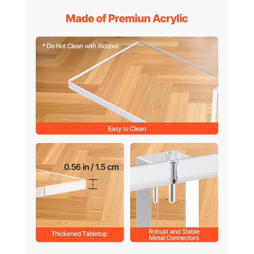 Τραπέζι Κονσόλας VEVOR Ακρυλικό, 2 Επίπεδα Στενό Πλαϊνό Γραφείο με Ανοιχτό Κάτω Αποθηκευτικό Χώρο, Μοντέρνο Ορθογώνιο Ακρυλικό Τελικό Τραπέζι, Διαφανές Γραφείο Εισόδου για Φουαγιέ, Διάδρομο, Σαλόνι, 19,3 x 100 x 80 cm (Διαφανές)