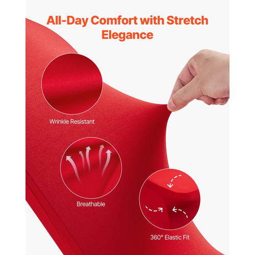 VEVOR 50 τεμάχια Κόκκινα Καλύμματα Καρέκλας, Κάλυμμα Καρέκλας από Πολυεστέρα και Σπάντεξ, Ελαστικά Καλύμματα για Γαμήλια Πάρτι, Δείπνο, Επίπεδη Πρόσοψη, Ταιριάζει σε Καρέκλα. Διαστάσεις έως 20,08 x 17,72 x 37,4 ίντσες.