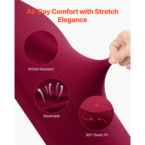 VEVOR 50 τεμάχια Καλύμματα Καρέκλας από Μπορντό, Κάλυμμα Καρέκλας από Πολυεστέρα και Σπάντεξ, Ελαστικά Καλύμματα για Γαμήλια Πάρτι, Δείπνο, Επίπεδη Πρόσοψη, Ταιριάζει σε Καρέκλα. Διαστάσεις έως 20,08 x 17,72 x 37,4 ίντσες.