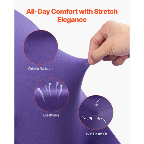 VEVOR 50 τεμάχια μωβ καλύμματα καρέκλας, κάλυμμα καρέκλας από πολυεστέρα και σπάντεξ, ελαστικά καλύμματα για γάμο, πάρτι, τραπεζαρία, δεξιώσεις, καλύμματα καρέκλας με επίπεδη πρόσοψη, κατάλληλα για καρέκλα. Διαστάσεις έως 17,72 x 18,11 x 30,31 ίντσες.