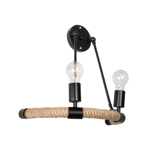 GLOBOSTAR® CROWN 01002 Vintage Φωτιστικό Τοίχου - Απλίκα με Ντουί 2 x E27 AC 220-240V IP20 - Μαύρο & Μπεζ - Μ41 x Π24 x Υ40cm