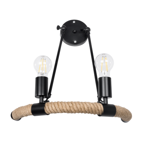 GLOBOSTAR® CROWN 01002 Vintage Φωτιστικό Τοίχου - Απλίκα με Ντουί 2 x E27 AC 220-240V IP20 - Μαύρο & Μπεζ - Μ41 x Π24 x Υ40cm