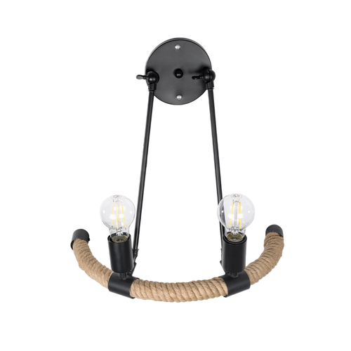 GLOBOSTAR® CROWN 01002 Vintage Φωτιστικό Τοίχου - Απλίκα με Ντουί 2 x E27 AC 220-240V IP20 - Μαύρο & Μπεζ - Μ41 x Π24 x Υ40cm