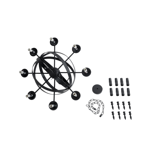 GLOBOSTAR® ESTELLE 01003 Vintage Κρεμαστό Φωτιστικό Οροφής με Ντουί 8 x E14 AC 220-240V IP20 - Μαύρο - Μ65 x Π65 x Y50cm