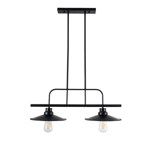 GLOBOSTAR® REGAL 01007 Vintage Φωτιστικό Οροφής με Ντουί 2 x E27 AC 220-240V IP20 - Μαύρο - Μ67 x Π26 x Υ85cm