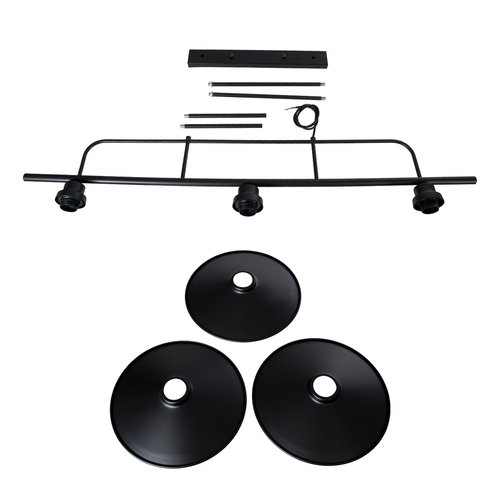 GLOBOSTAR® REGAL 01009 Vintage Φωτιστικό Οροφής με Ντουί 3 x E27 AC 220-240V IP20 - Μαύρο - Μ110 x Π26 x Υ75cm