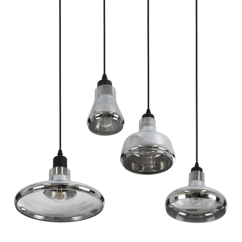 GLOBOSTAR® FEMINE 01011 Μοντέρνο Κρεμαστό Φωτιστικό Οροφής με Ντουί 4 x E27 AC 220-240V IP20 - Γκρι & Μαύρο - Μ70 x Π70 x Y24.5cm - Σετ 4 Τεμαχίων