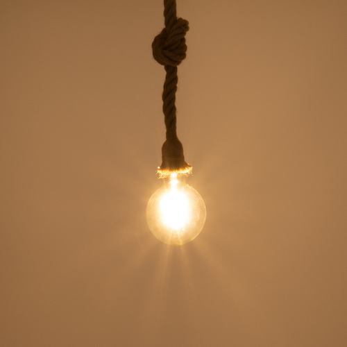 GLOBOSTAR® ROPE 01018 Boho Κρεμαστό Φωτιστικό Οροφής με Ντουί 1 x E27 AC 220-240V IP20 - Μπεζ - Μ3.5 x Π3.5 x Υ200cm
